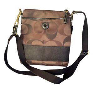 Coach Brown Signature Stripe Swingpack Crossbody Bag 48069